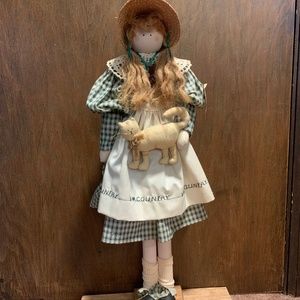 Margaret Tall Wooden Country Shabby Figure Doll, The Cinnamon Heart Collection